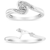 .925 Sterling Silver 1/10 Cttw Diamond Swirl and Bypass Bridal Set Ring and Band (I-J Color, I3 Clarity)